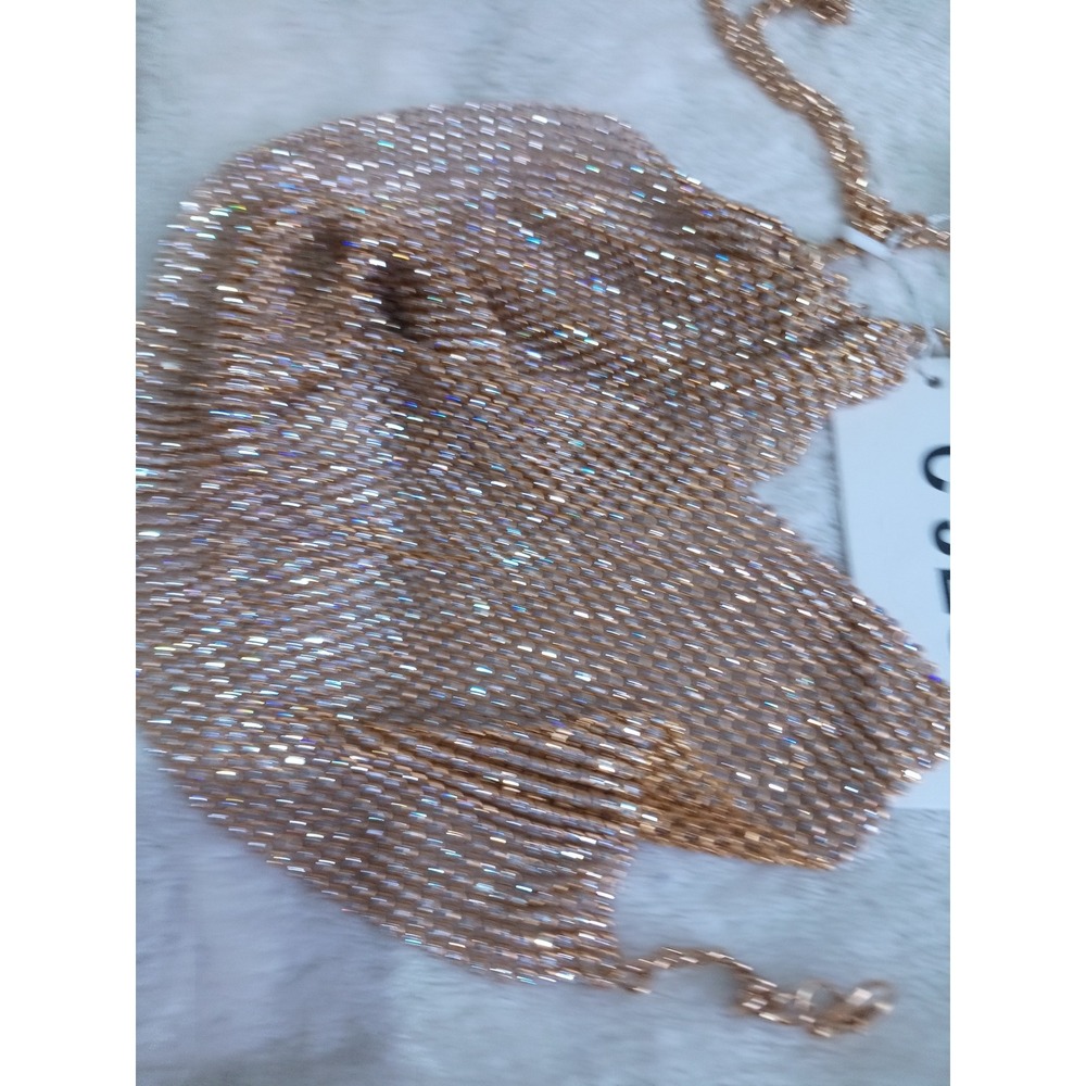 CJES Gold Rhinestone Mesh Halter Bra Top Crystal Festival Rave Party Top (147) - Picture 7 of 9